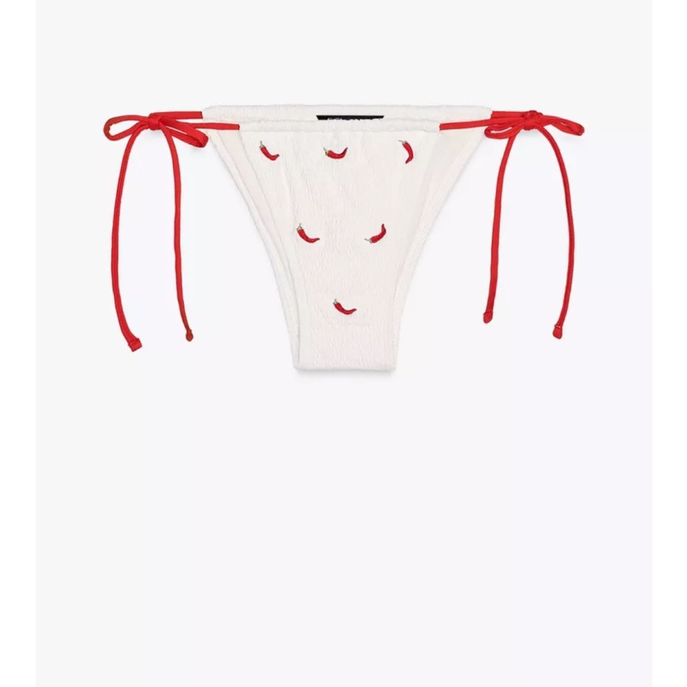 Zara White and Red Bikini Bottom